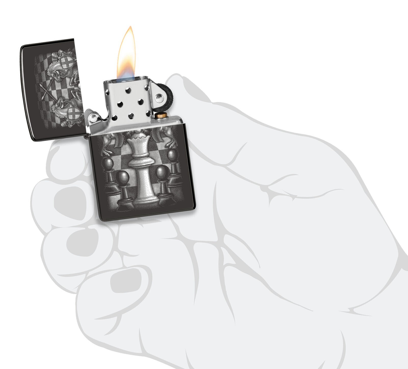 Zippo Chess Design High Polish Black 48762