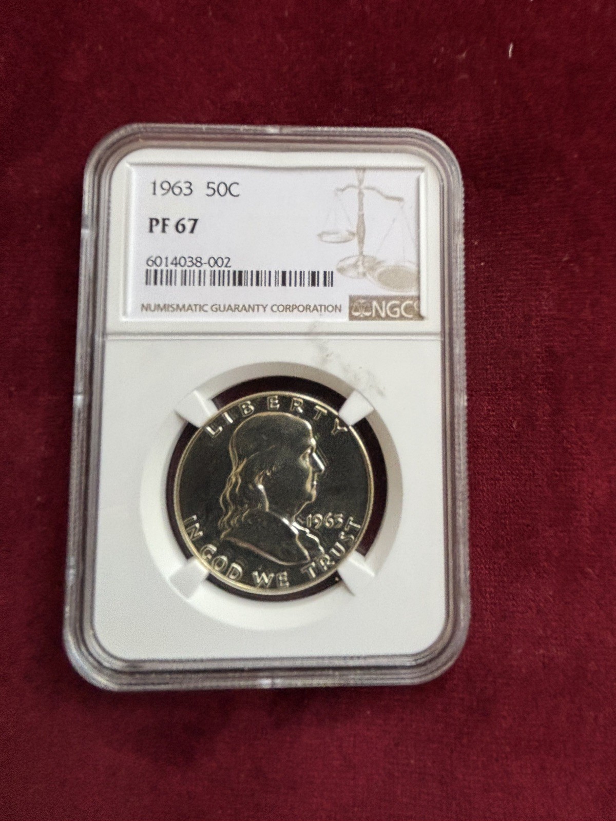 1963 Franklin Half Dollar 90% SILVER, NGC Graded PF67
