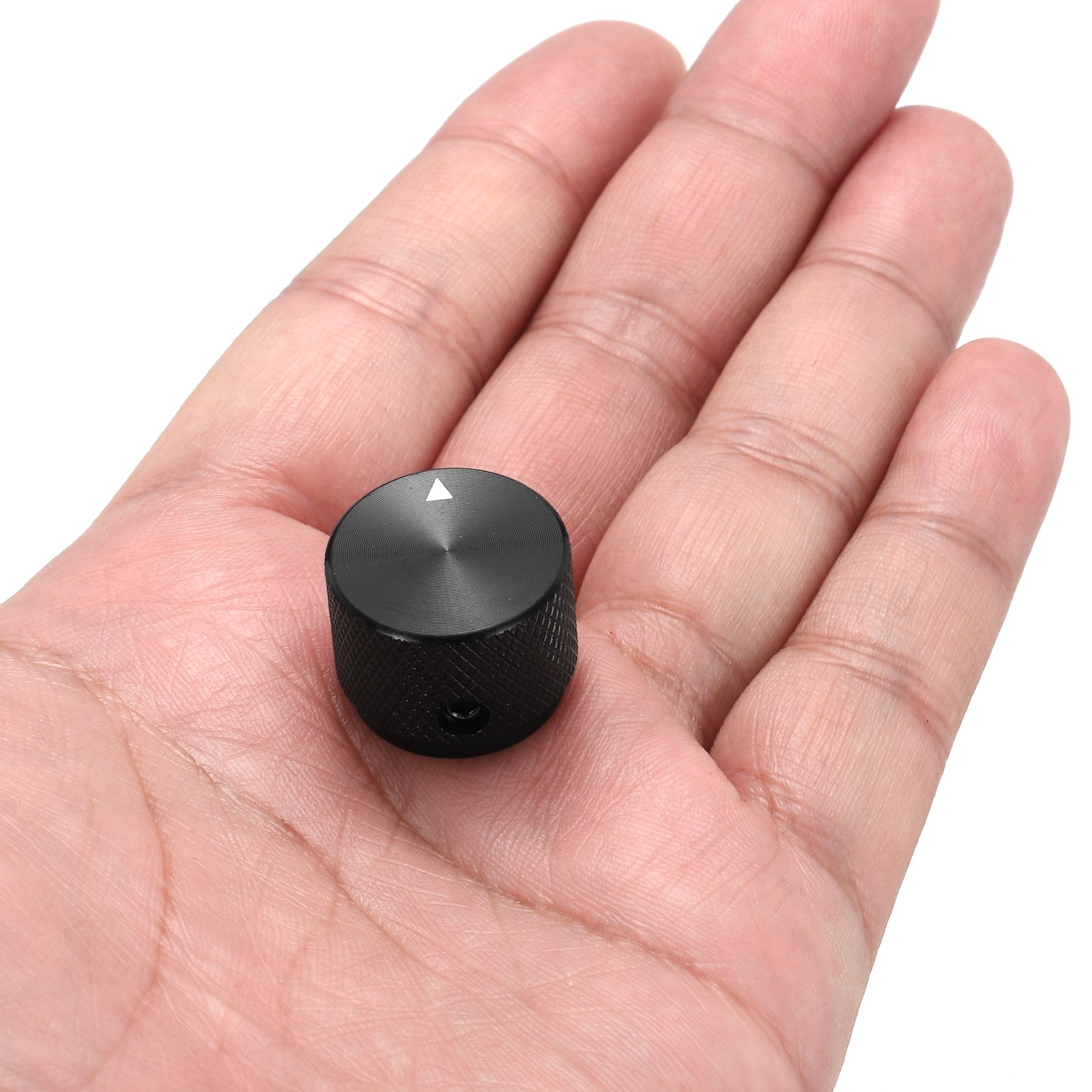 2 Pcs Aluminium Knobs, 4mm IDx20mm ODx15.5mm, Arrow Indicator, Black