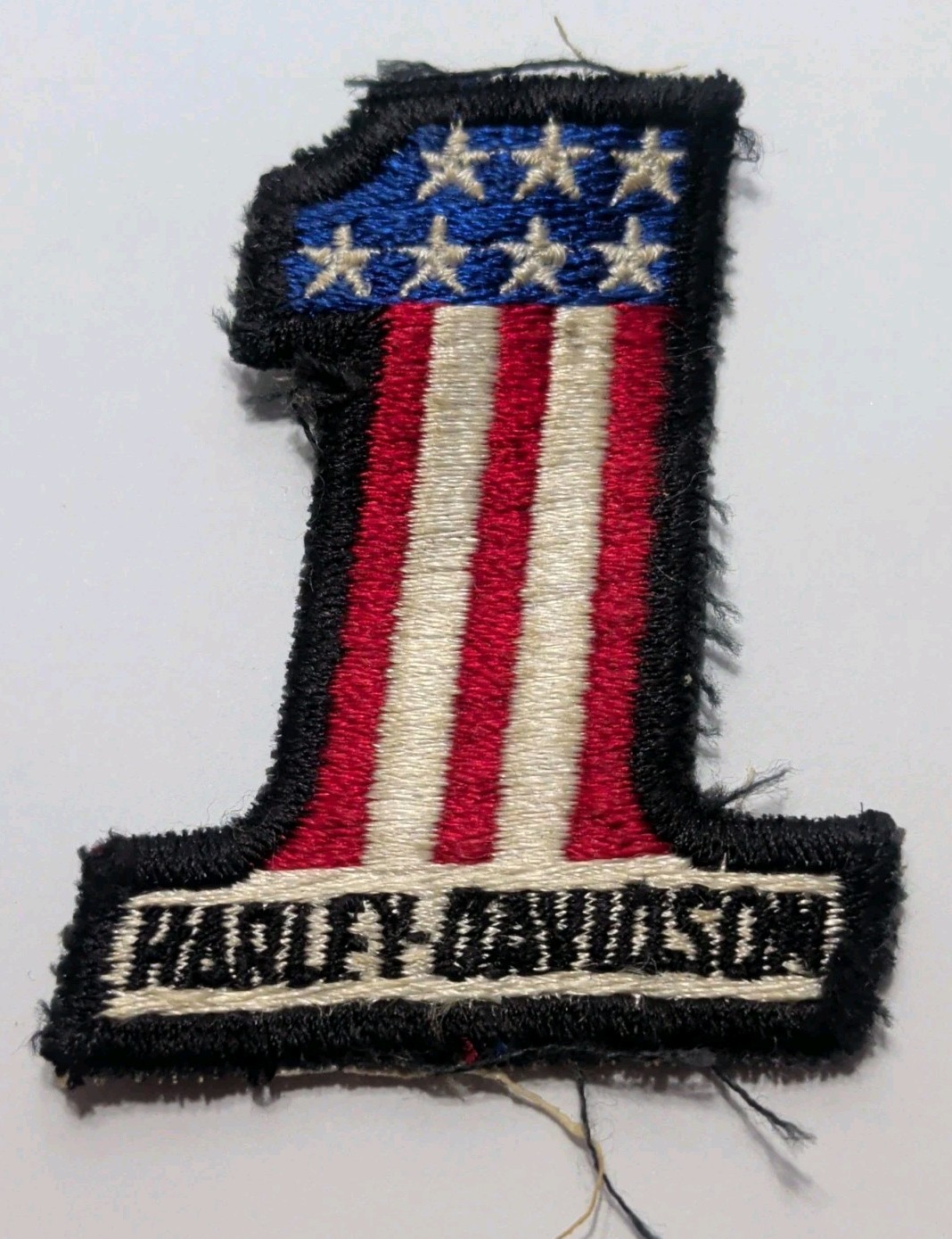 ✨VINTAGE✨ Harley Davidson Patch Number 1 Patriot Red White & Blue Used