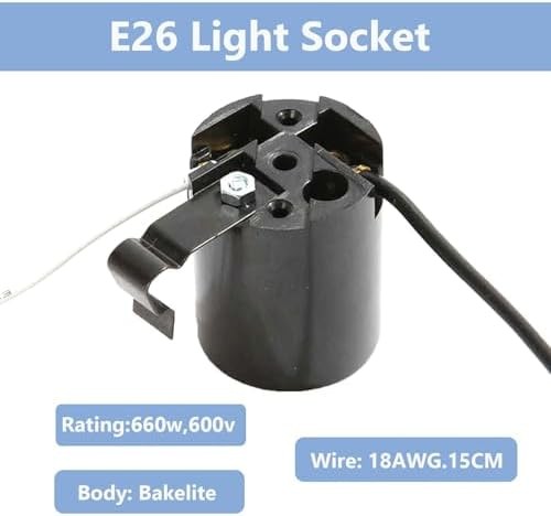 Phenolic Medium Base E26 Fixture Socket, Keyless US Standard Lamp Holder for ...