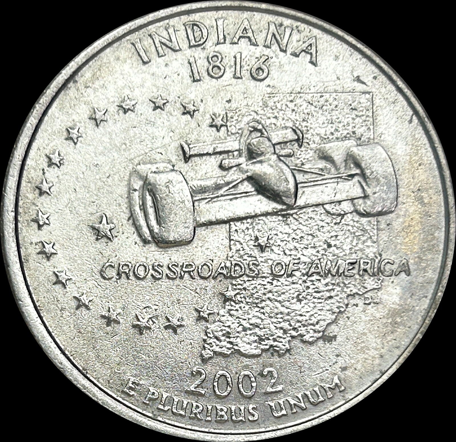 Struck Thru Grease Error - 2002 Indiana State Quarter - Rust Like Strike Through