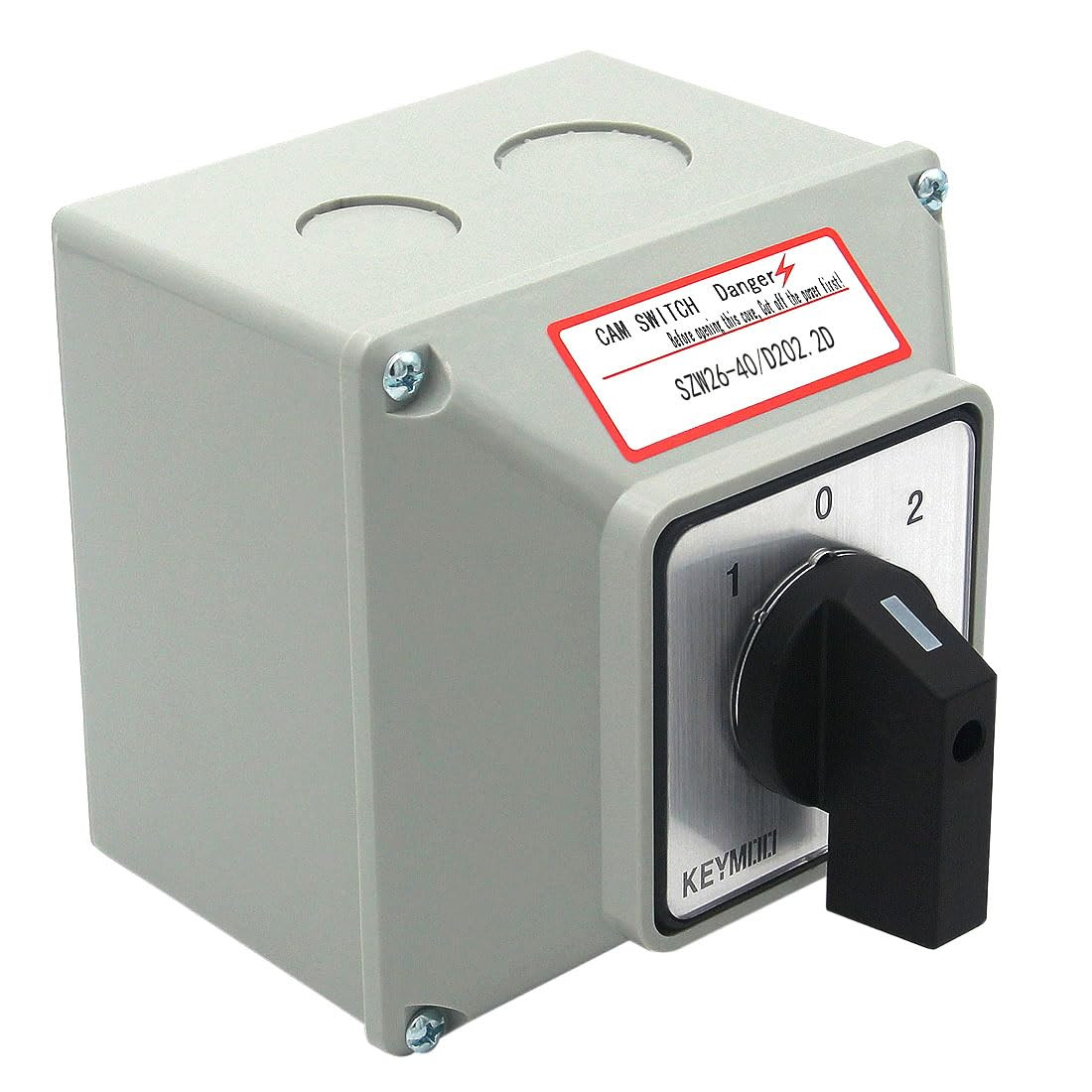 40A Rotary Changeover Switch with Box, 660V 3 Position 2 Phase 8 Terminals, 2-Wa
