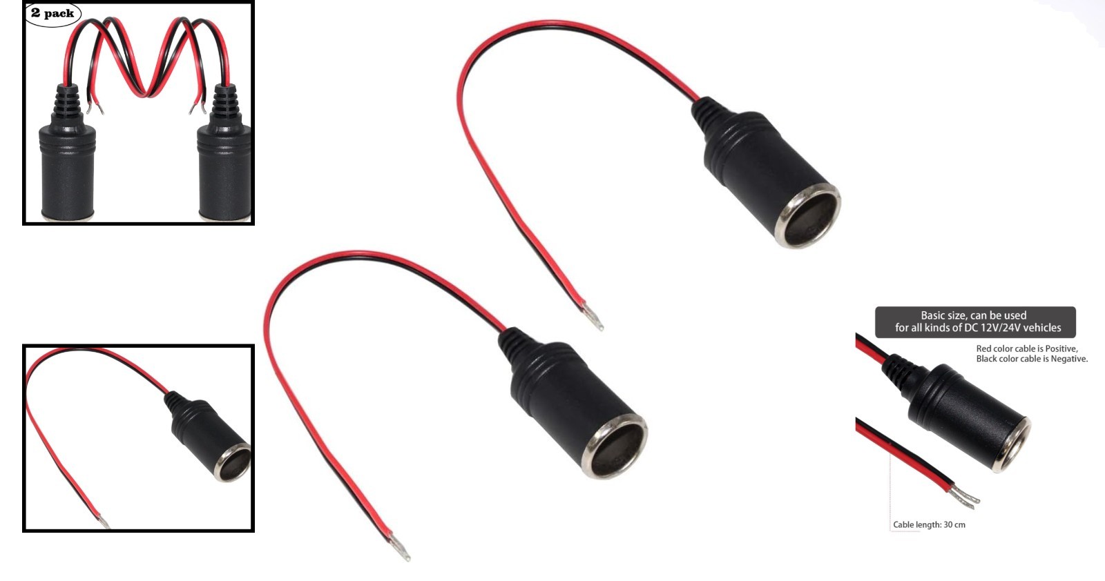 12V 1FT Female Cigarette Lighter Extension Socket Cable - Durable & Easy Install