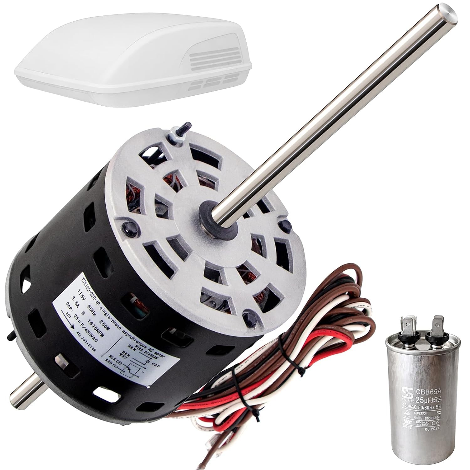 RV AC Fan Motor 1/3HP 115V 1675RPM Coleman Mach 6000 8000 Series