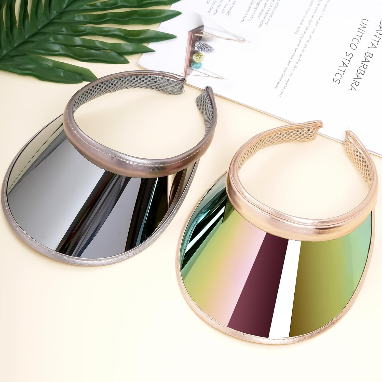 2 Pack Sun Visor Hats Women UV Sports Iridescent Multi Color Tennis Golf UPF ...