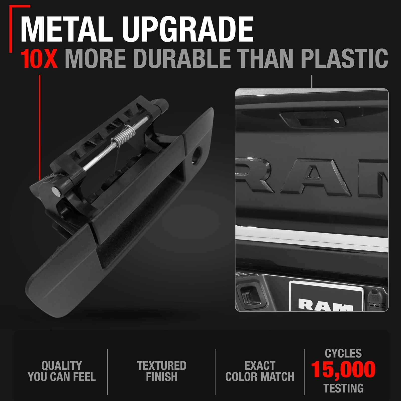 T1A Tailgate Handle Assembly- Upgraded Metal w/Keyhole - Compatible with 2009...