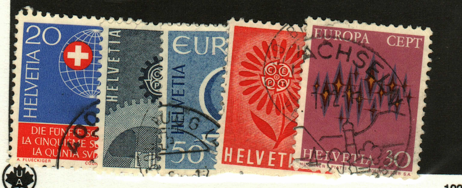 Switzerland #438,476, 478,  482, 544 used Europa issues
