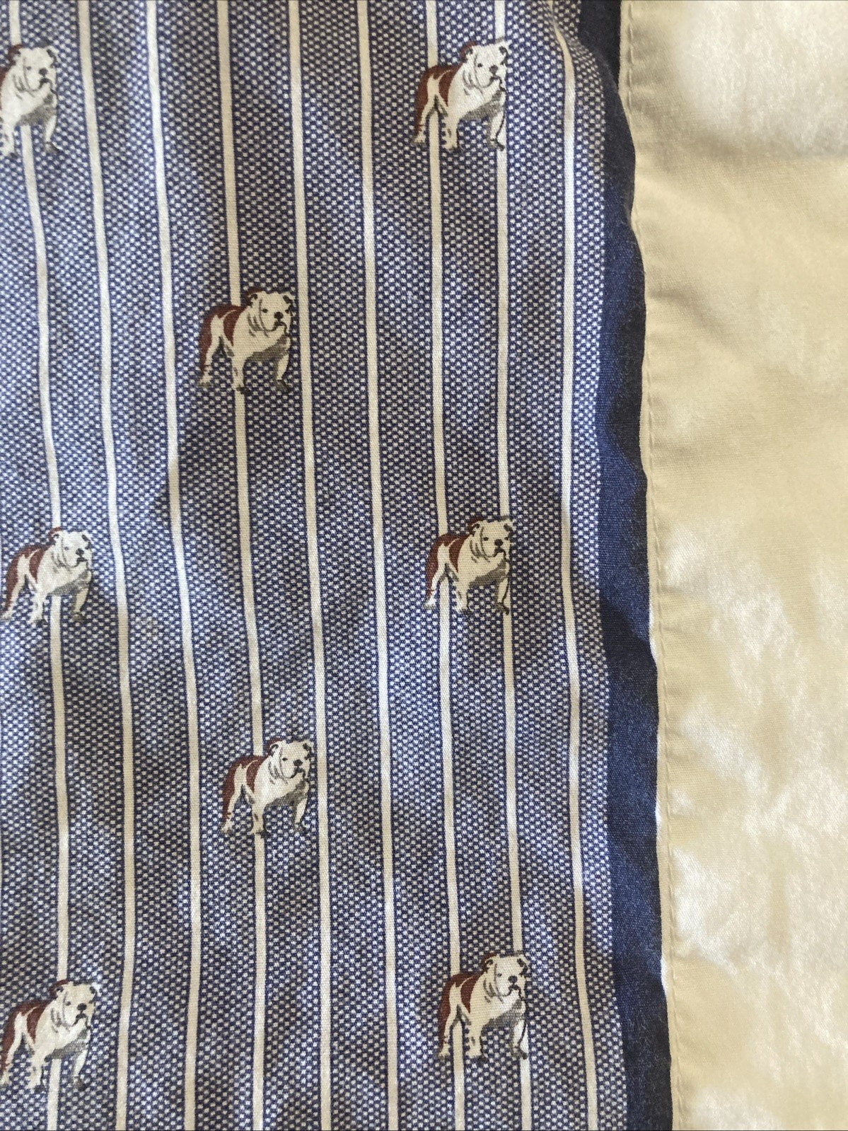 Tommy Hilfiger Bulldog Blue White Stripe Full Size Sheet SET   100% Cotton