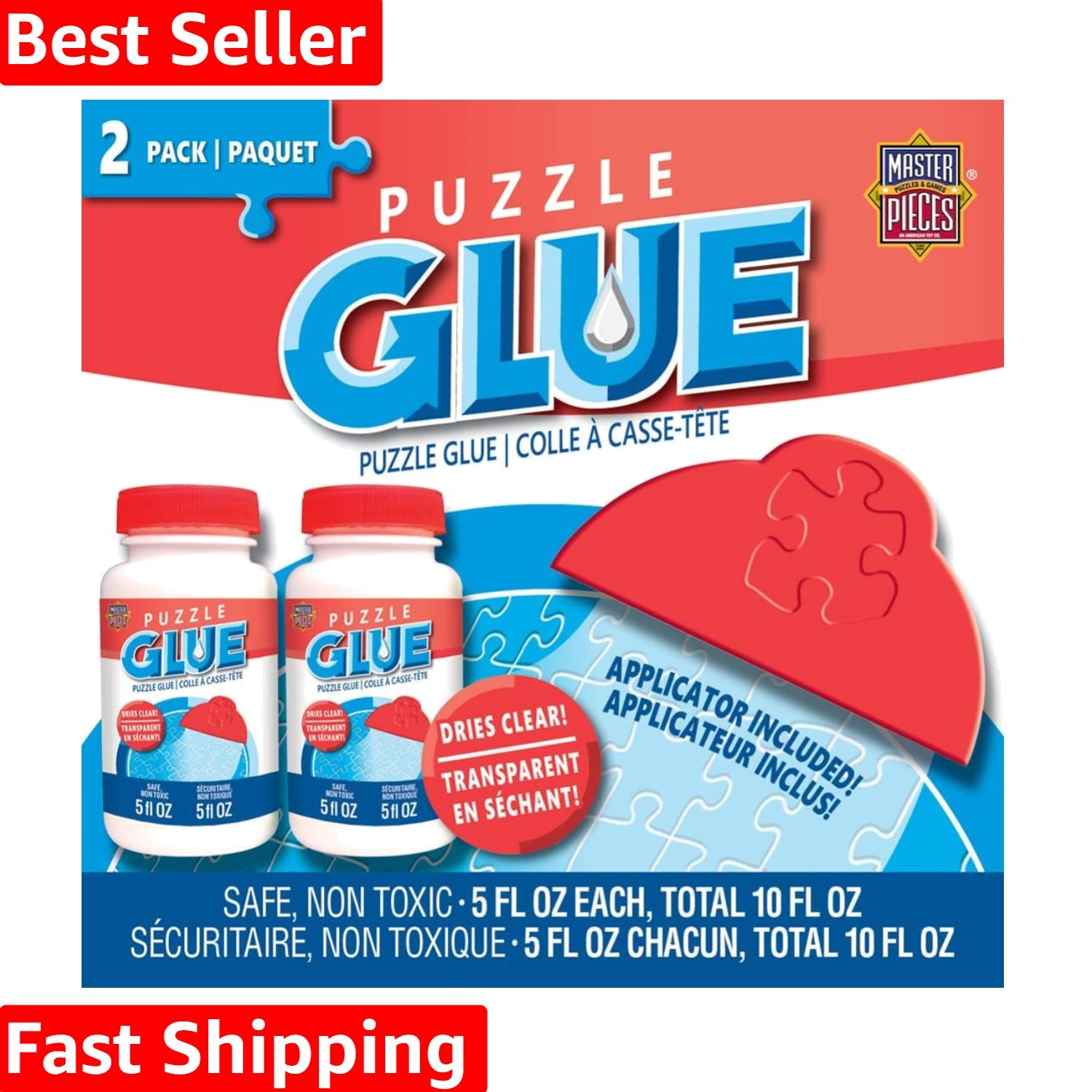 Kid-Friendly Puzzle Glue – No-Streak Finish, Easy Application, 2 x 5 oz Bottles