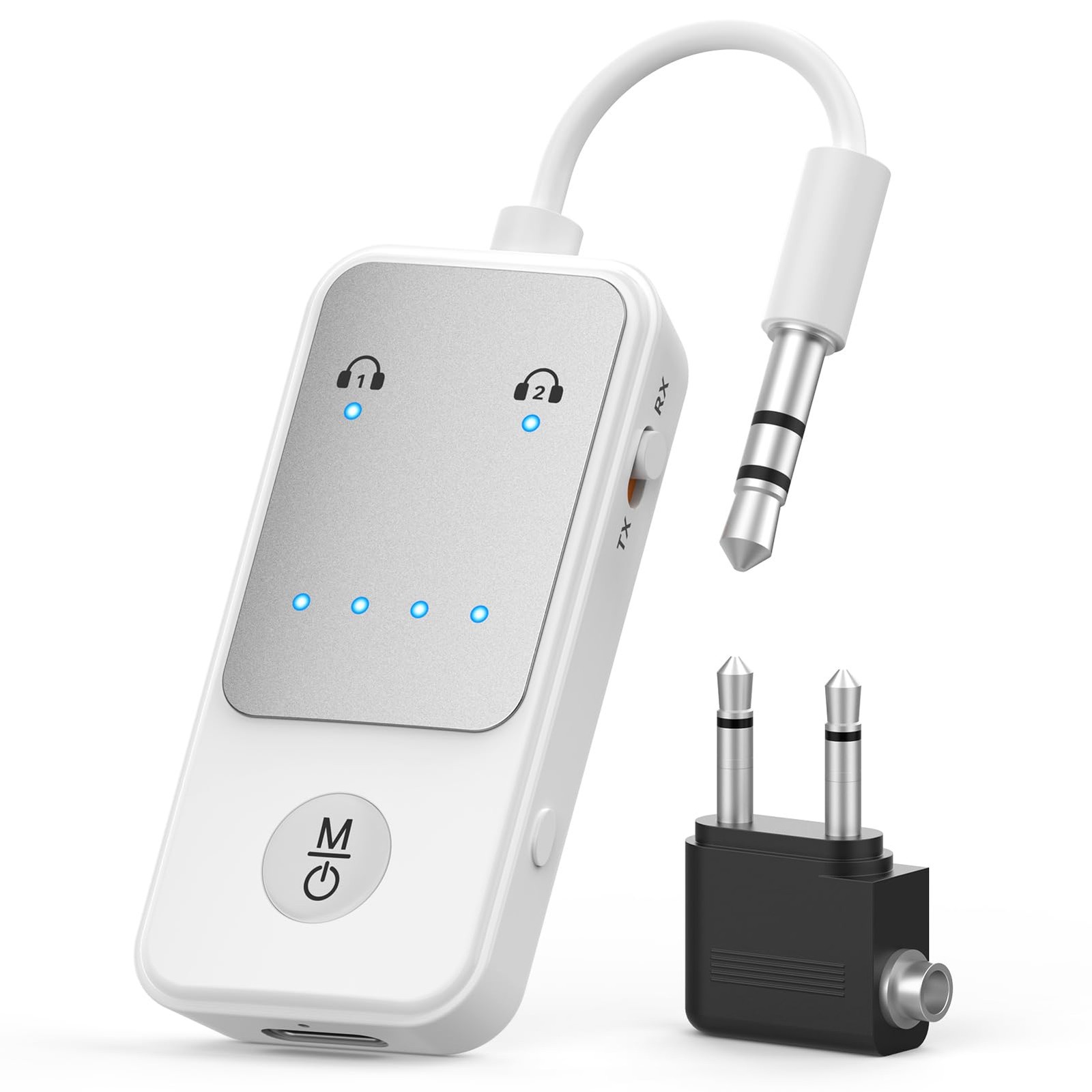 Bluetooth 5.2 Transmitter Receiver, Qualcomm aptX Adaptive Audio Adapter, 2-i...