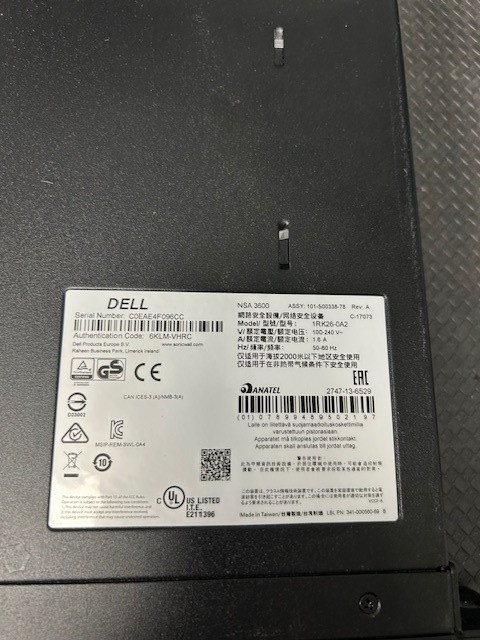 Dell SonicWALL NSA 3600 Network Security/Firewall Appliance