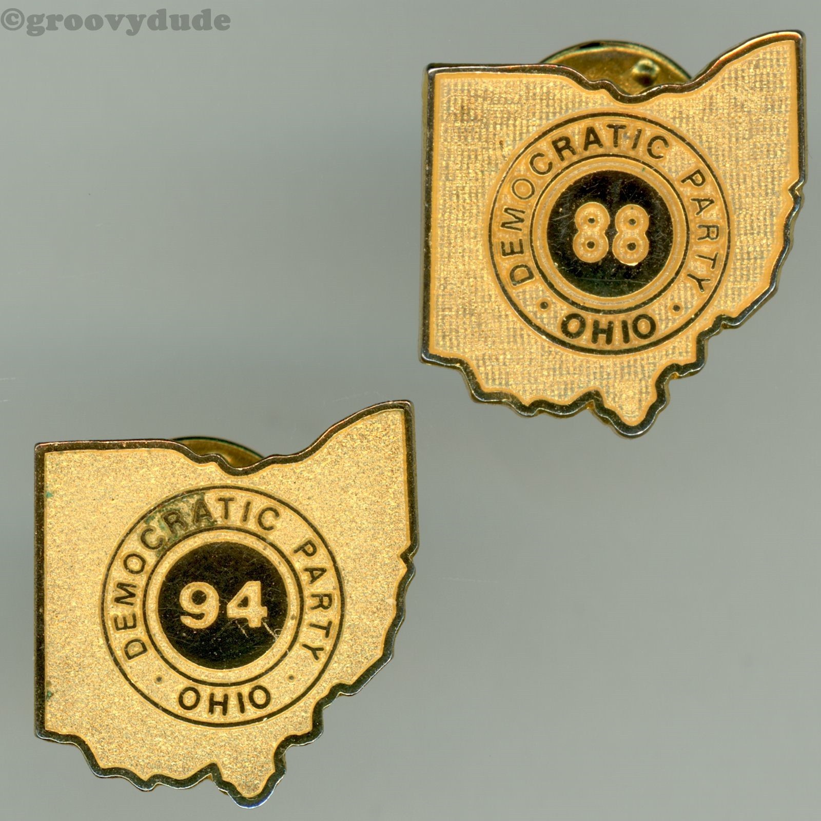 1988 & 1994 Ohio Democratic Party OH State Political Campaign Lapel Pin Lot of 2