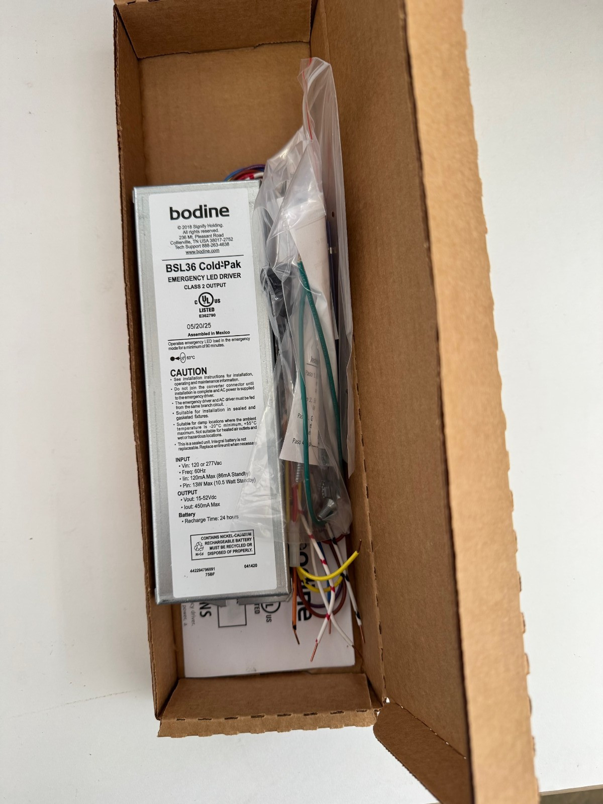 BODINE BSL36 COLD-PAK BSL36ColdITS67 Emergency LED Driver IP67 Test-Switch