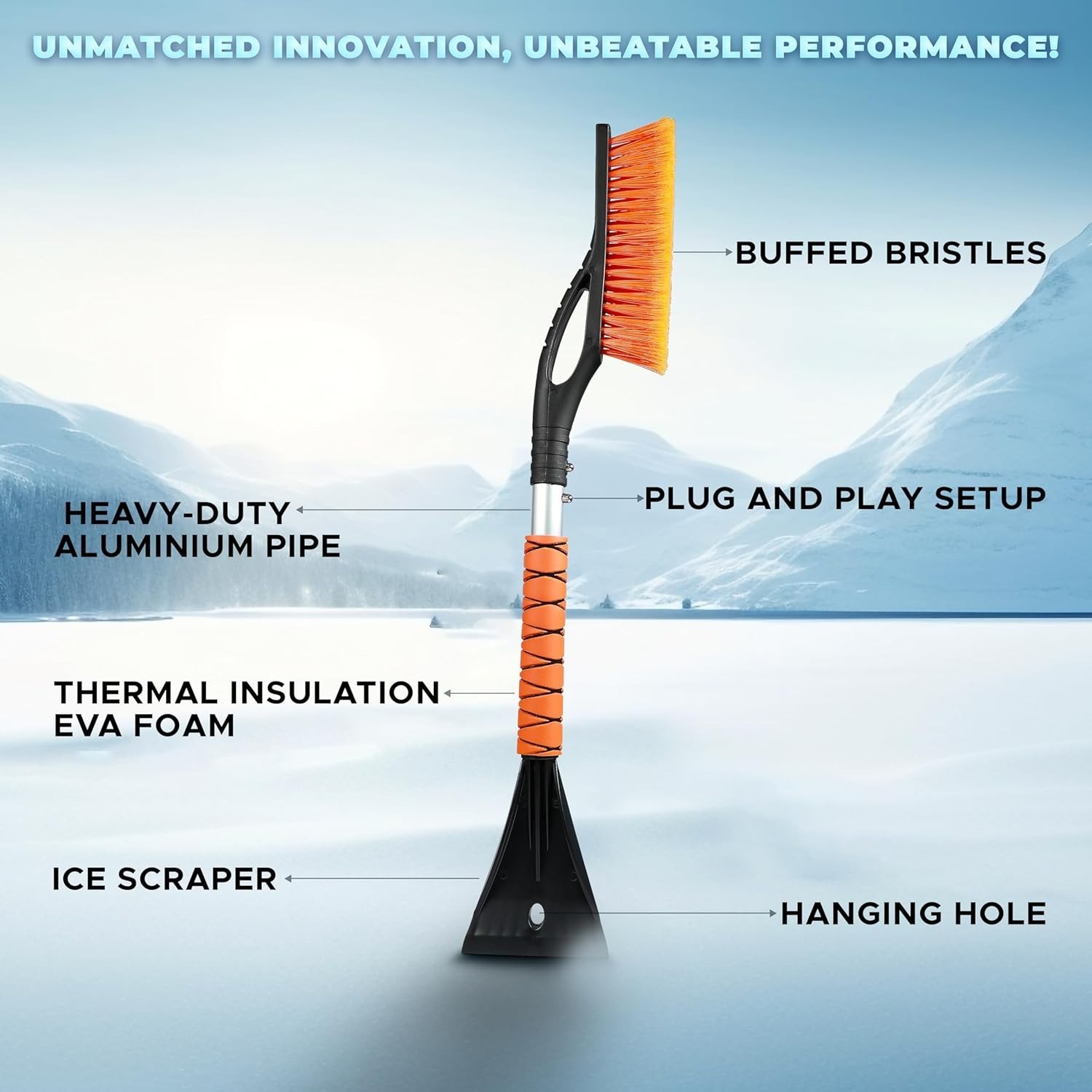 Compact 27" Detachable Snow Brush & Ice Scraper - Keep Your Car Winter Ready
