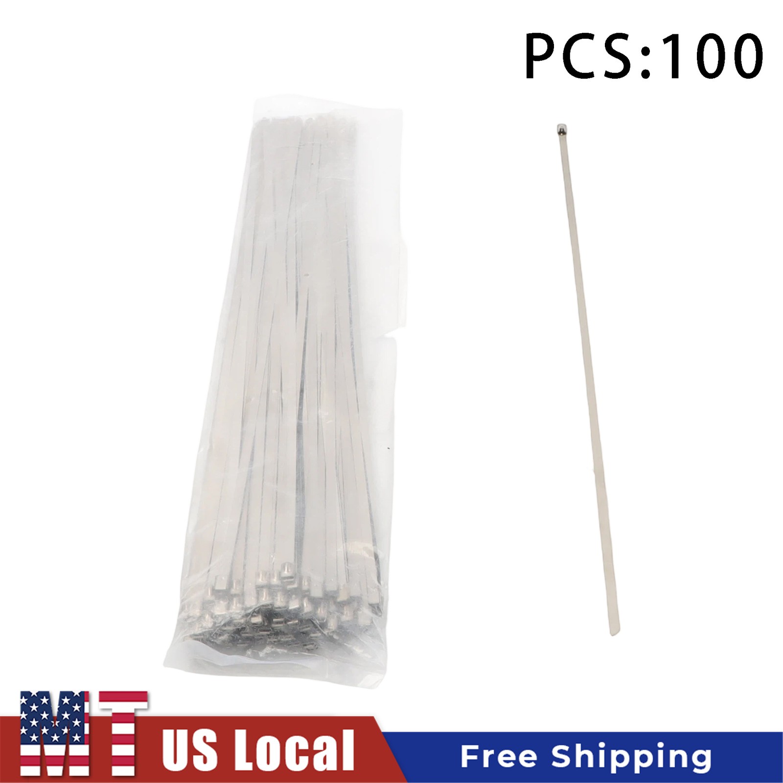 18" Zip Ties 304 Stainless Steel Cable Ties 270lb Strength Self Locking 100 Pcs