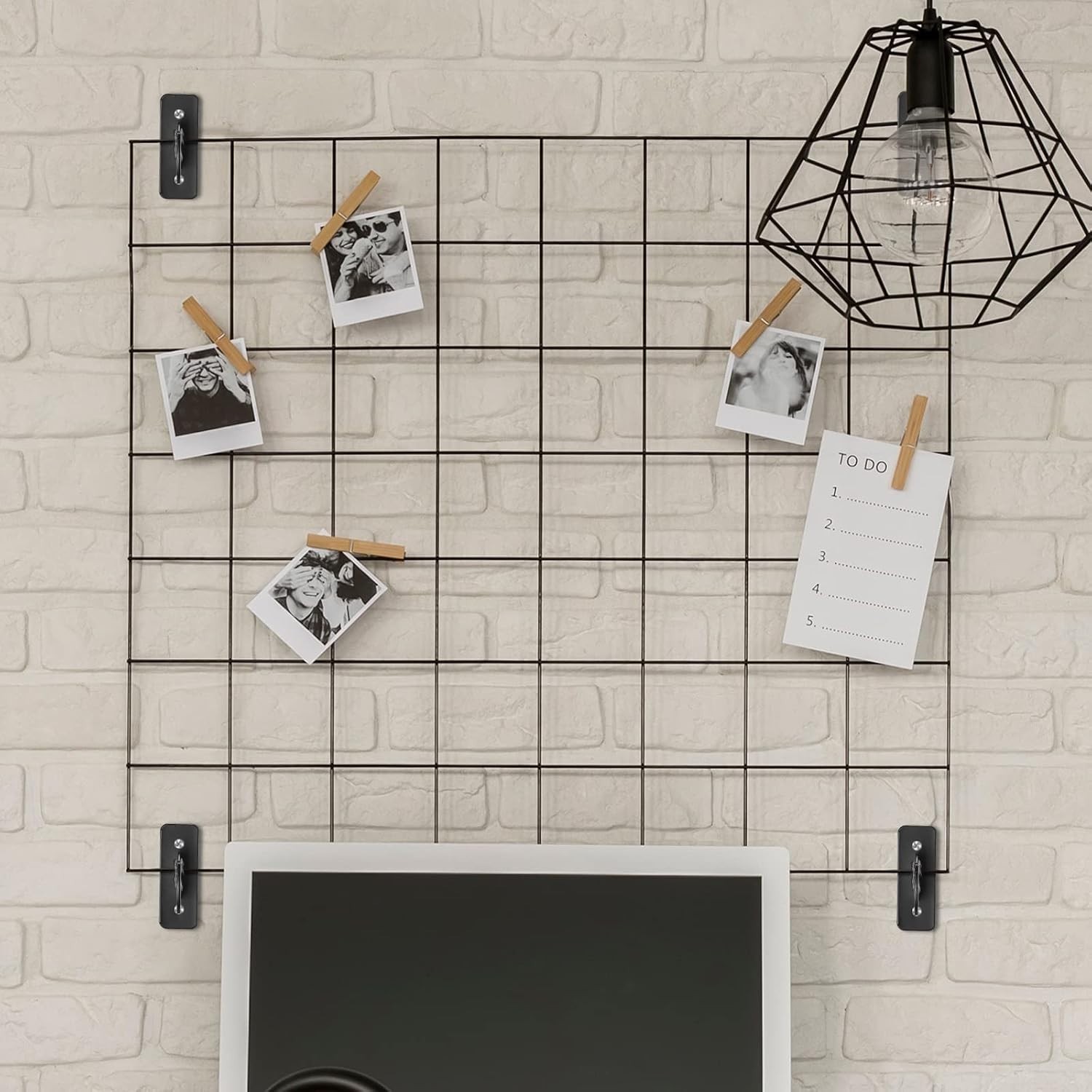 Space-Saving 24 Pcs Black Grid Wall Brackets for Home & Garage Organization