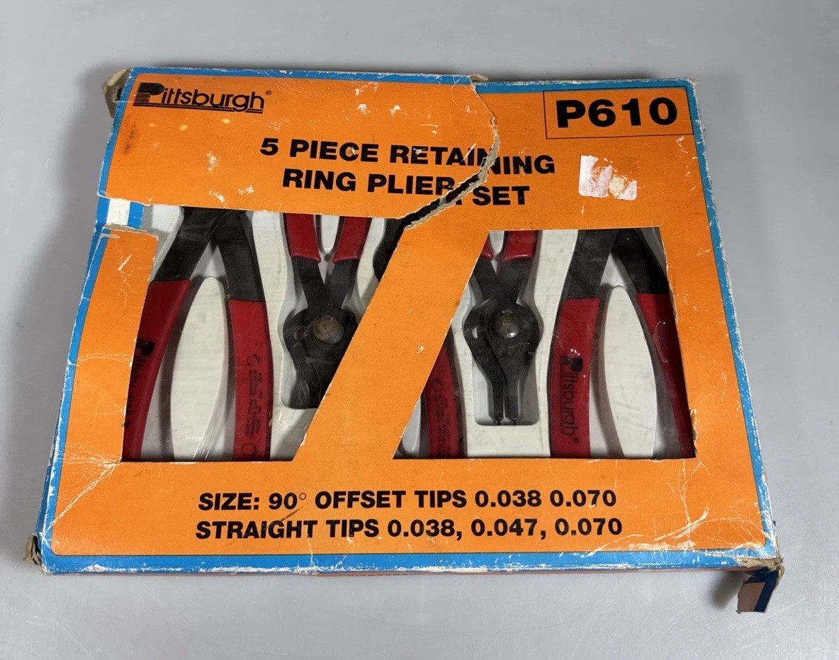 NEW Pittsburgh P610 5pc Retaining Ring Snap Ring Pliers Set 90° Offset Tips
