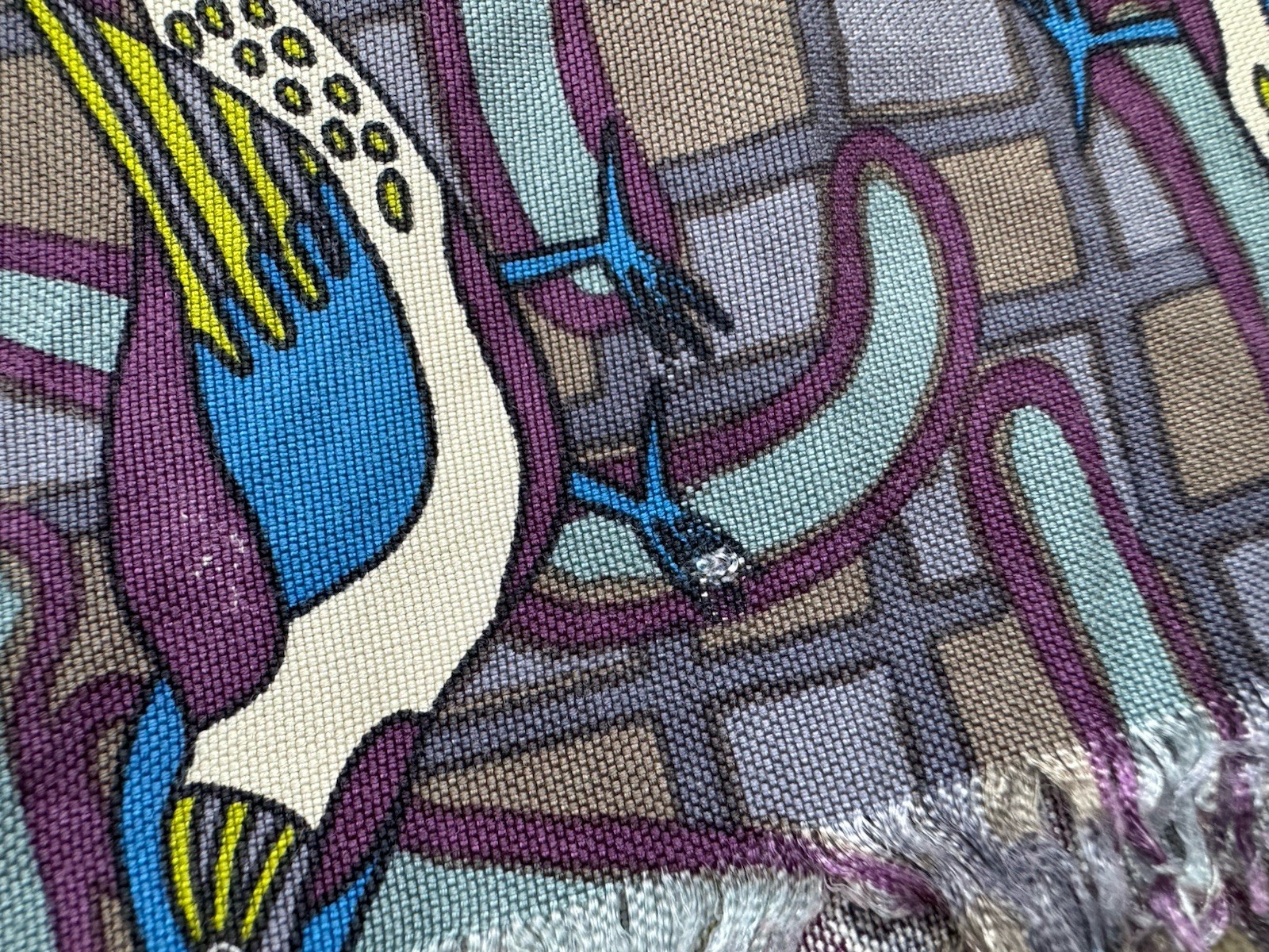 MEMPHIS Milano Vintage 100% Silk Scarf Birds Designer Print Rare Auth Italy