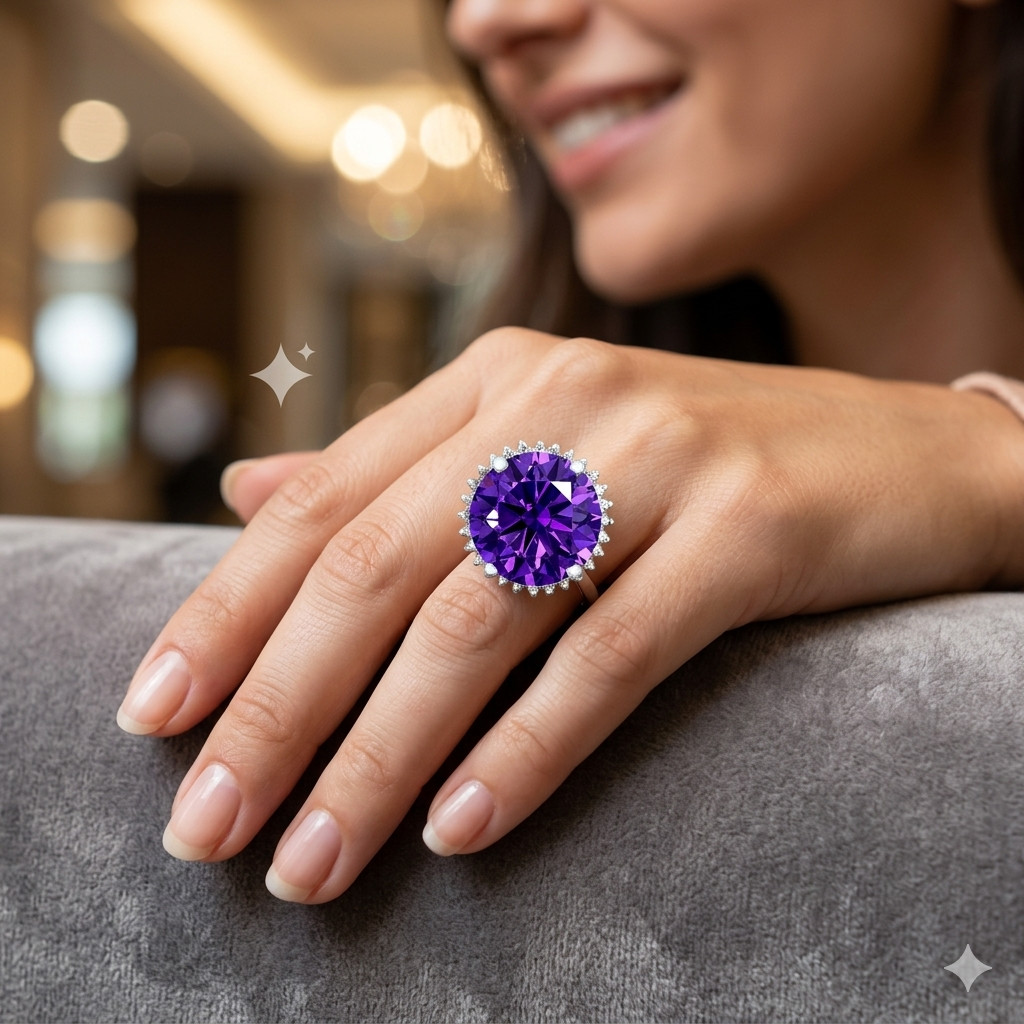 RARE 25.95 Ct Certified Purple Diamond Solitaire Ring-Great Luster, Tariffs FREE