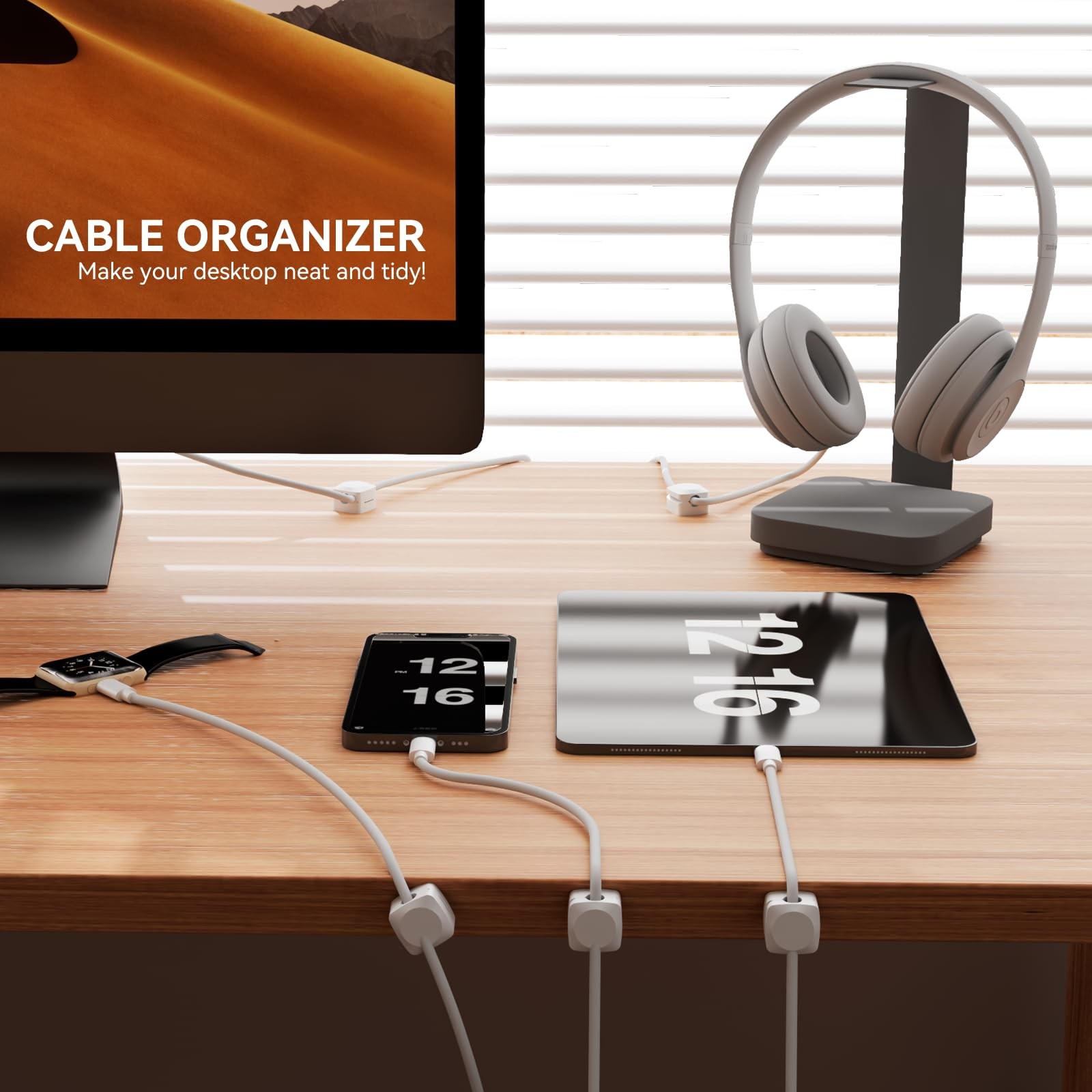 Rotatable Cord Organizer, Enhanced Spring Cable Clips, Strong Adhesive Cable ...