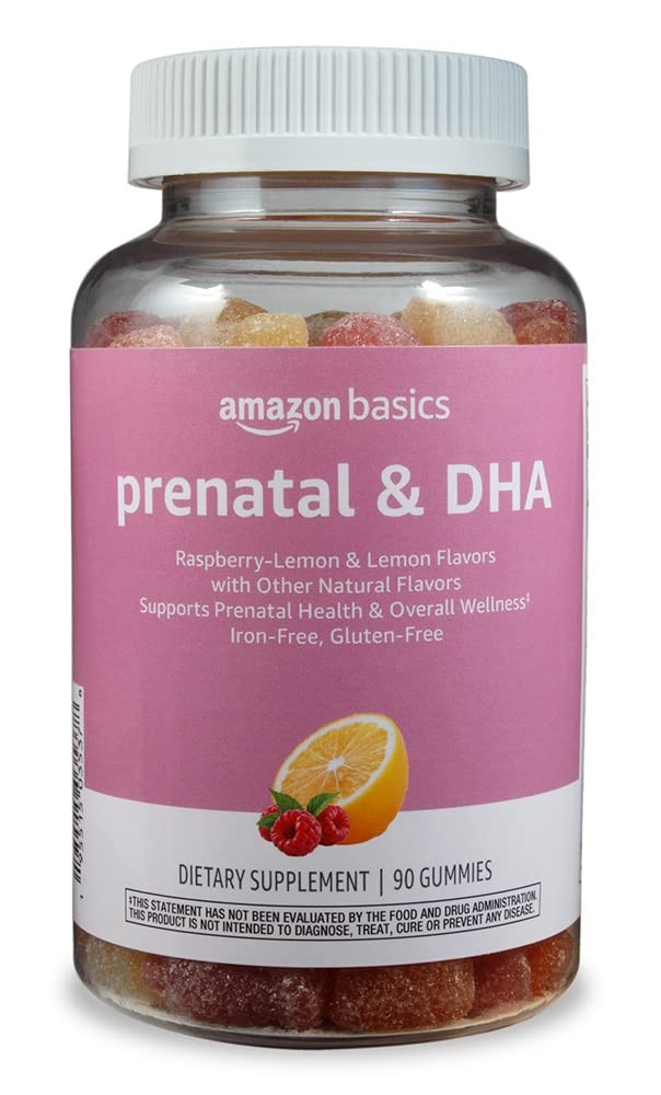 Amazon Basics Prenatal & DHA Gummy, Rasberry & Lemon 90 Count (Pack of 1)