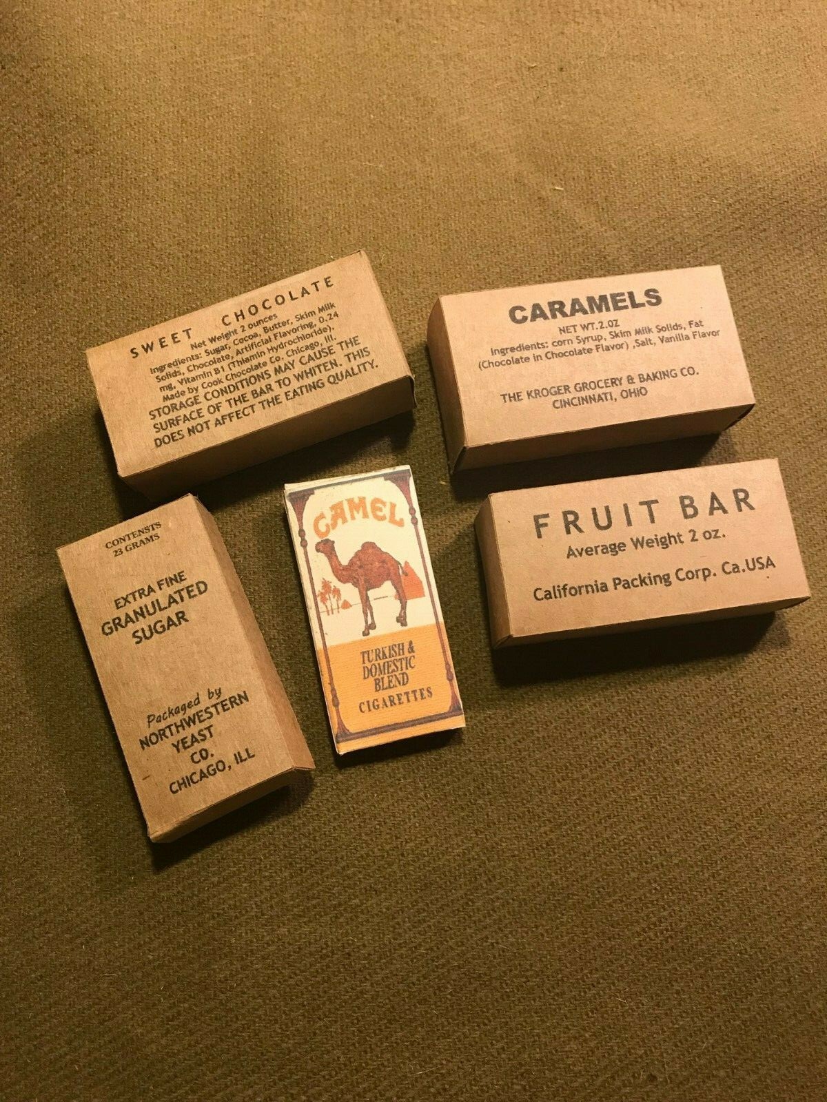 WWII US Army USMC K-Ration Box set with Camel box**