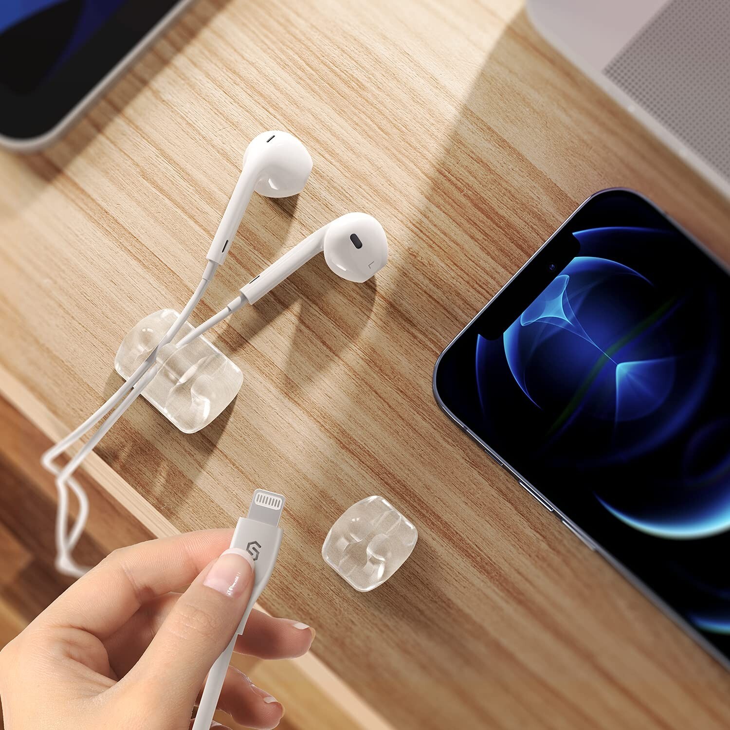 Syncwire Clear Cable Clips - Cord Holders - Self Adhesive Cable Management Or...