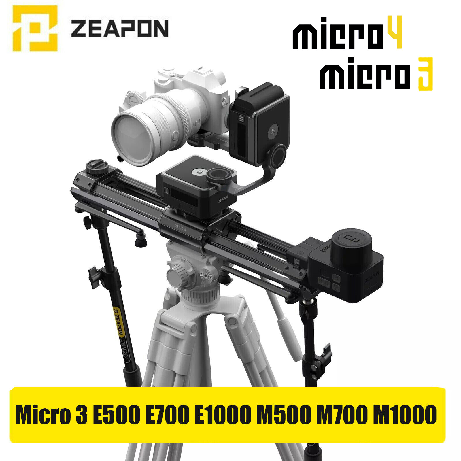 ZEAPON Micro 3/4 Micro4 E500 E700 E1000 Motorized Camera Slider Double Distance