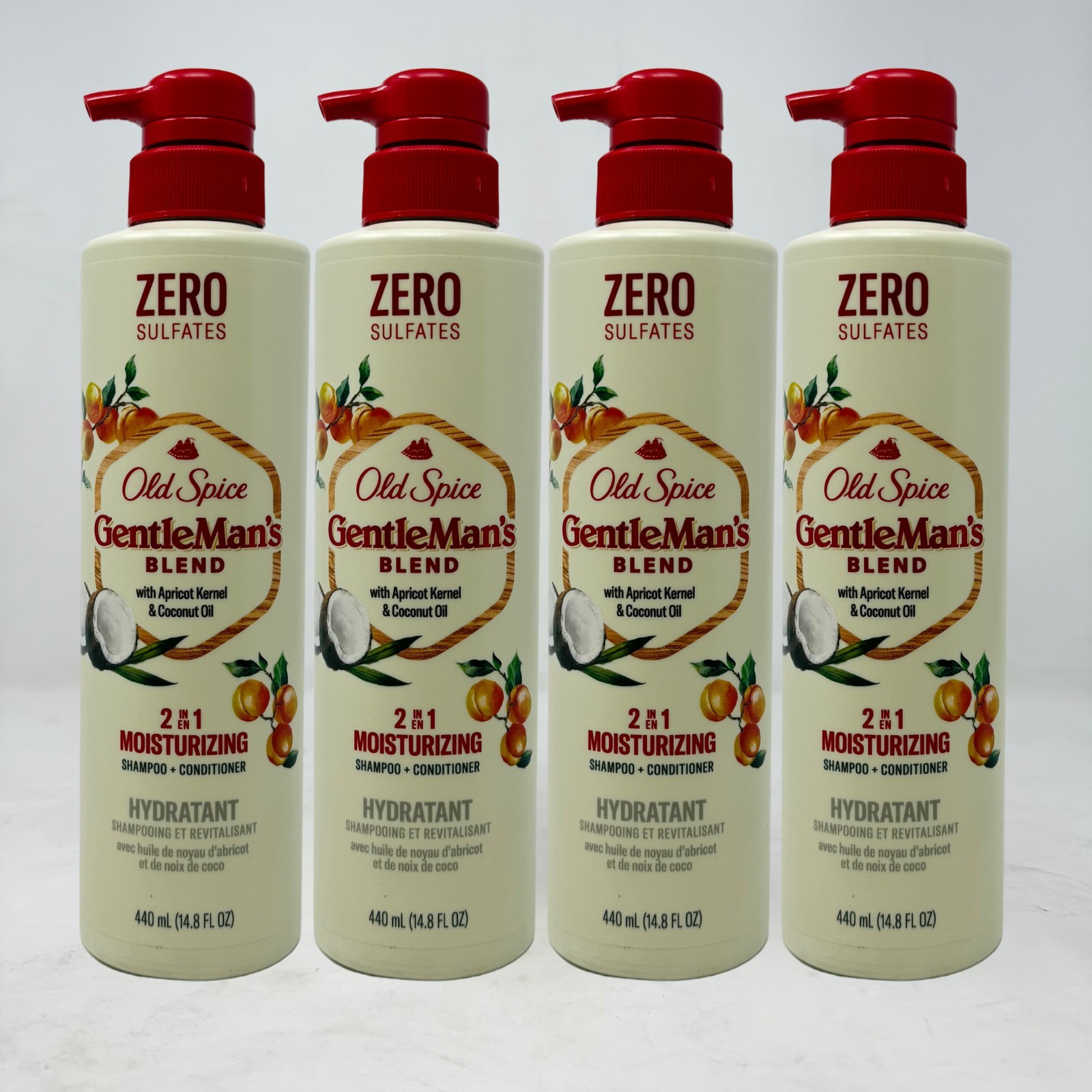 4x Old Spice Gentleman's Blend Shampoo + Conditioner, Apricot & Coconut, 14.8oz