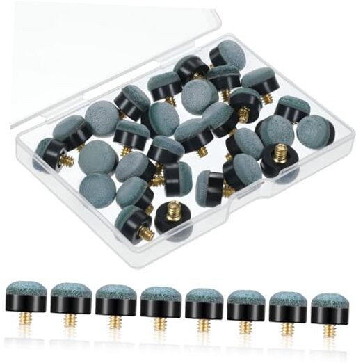 30 Pcs Pool Stick Tips Billiard Pool Cues Sticks Screw on Tip 12/13 mm Nylon