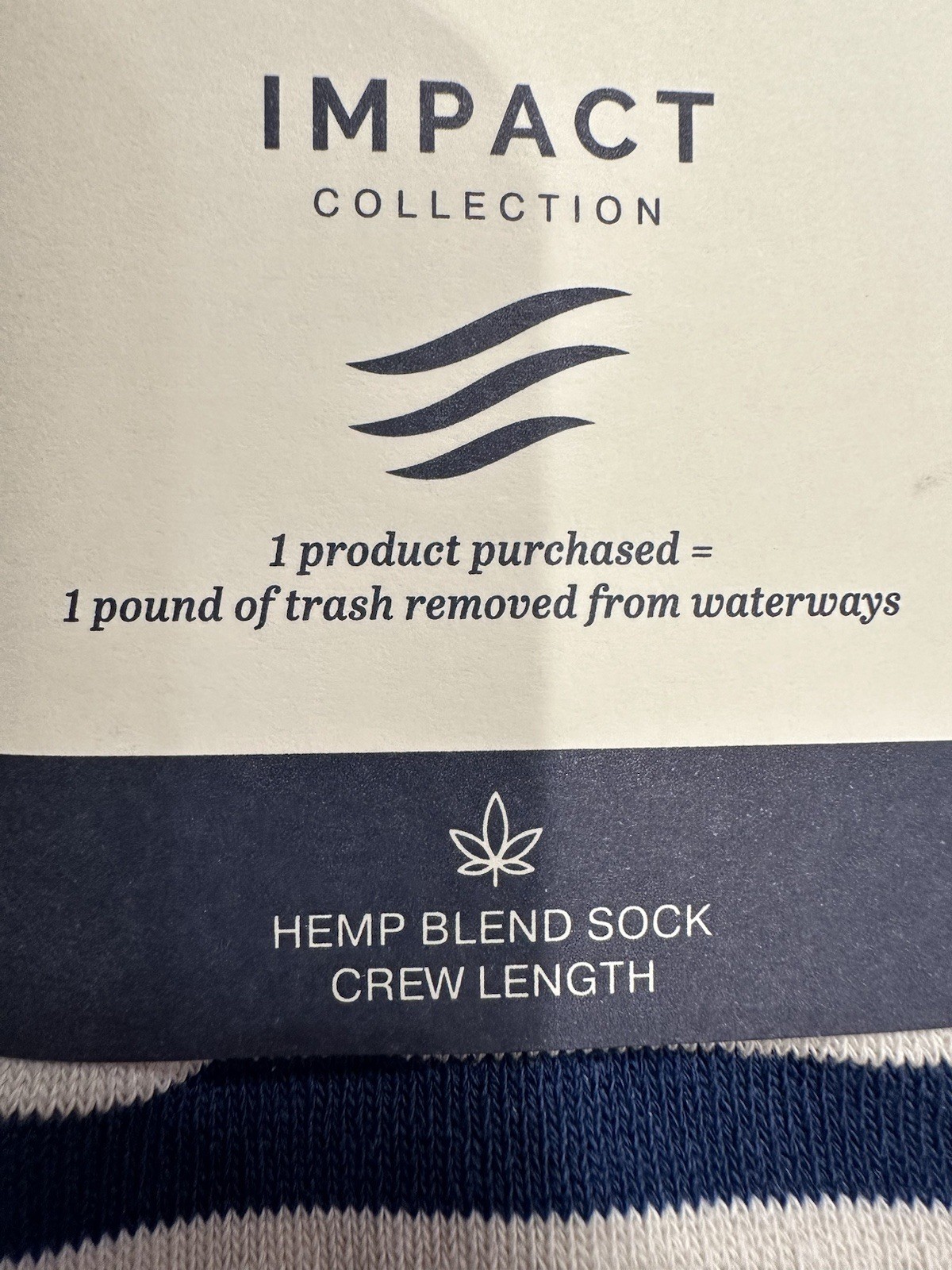 Impact Unisex Crew Socks Hemp Blend Size L Men 8-12, Women Multicolor 10-13 NEW
