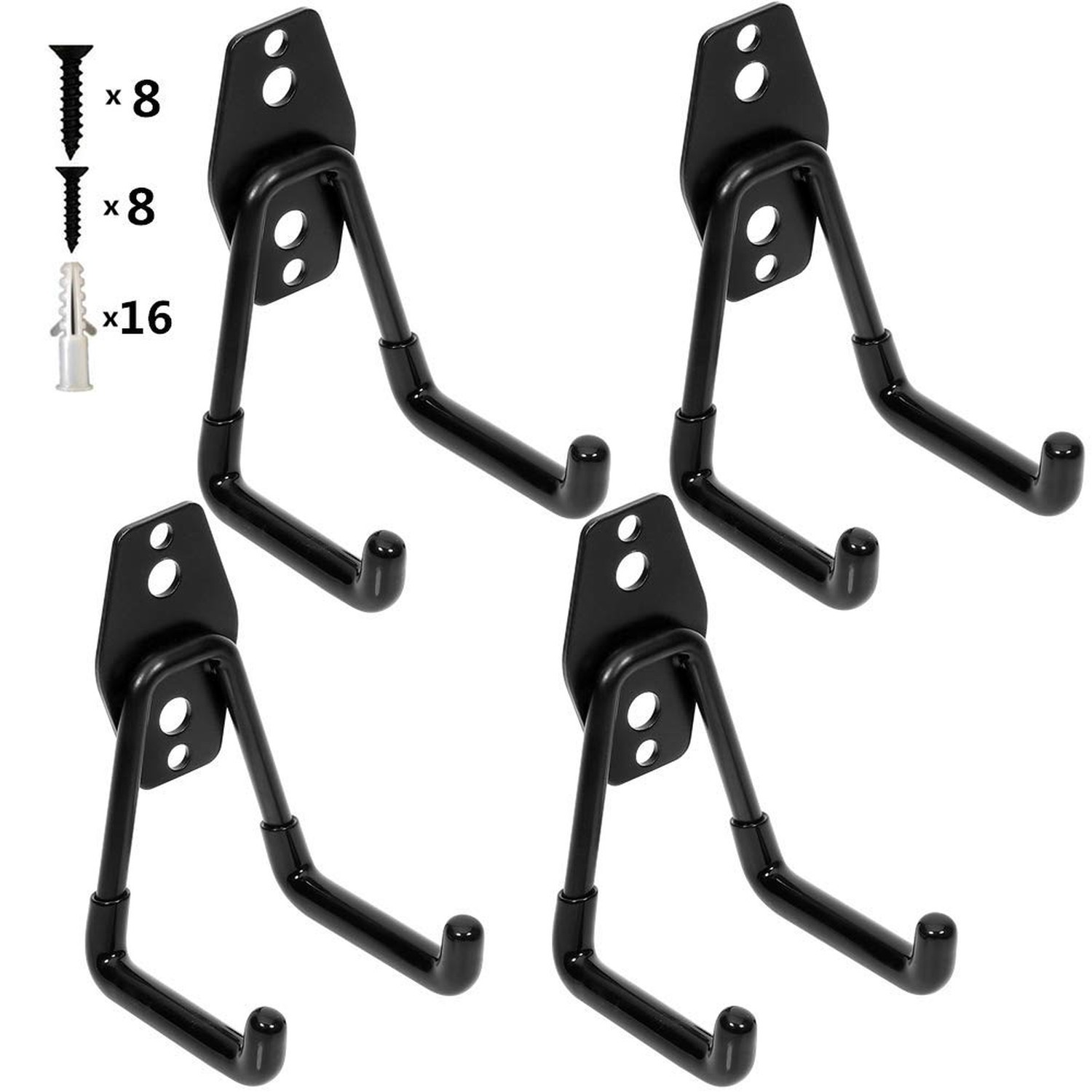 Garage Utility Double Hooks,Heavy Duty Steel Wall Mount Storage Organizer wit...