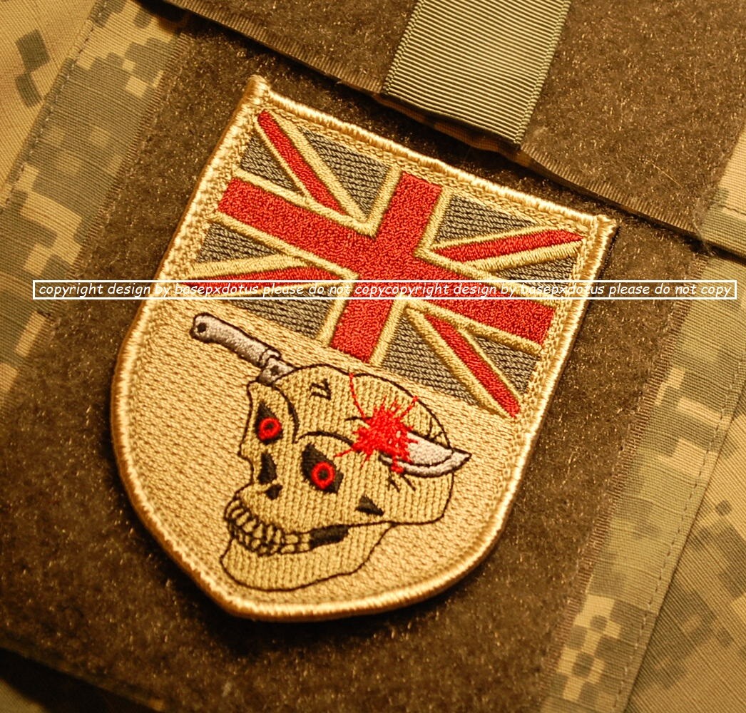 ISAF BRITISH SAS CAMP BASTION burdock PATCH: UK FLAG SKULL burdock-vêlkrö PATCH