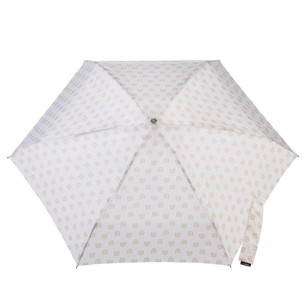 Auto Open Compact Travel Umbrella with Pouch Multi-Color Rainbow Design