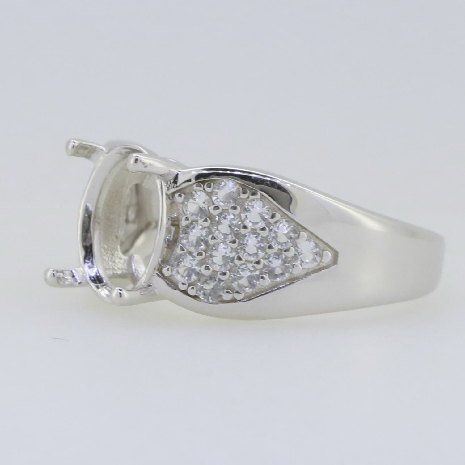 Sterling Silver Semi Mount Ring Setting Oval OV 10x8mm Topaz Solid