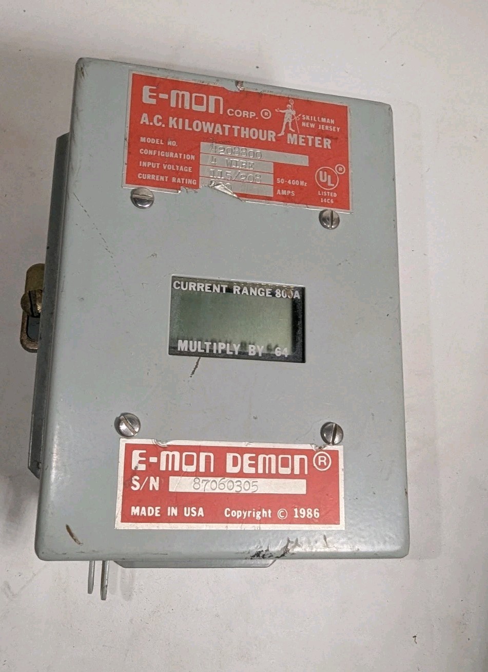 NEW GENUINE E-MON CORP. 208800 A.C. KILOWATTHOUR METER 4 WIRE 115/208 800 AMPS