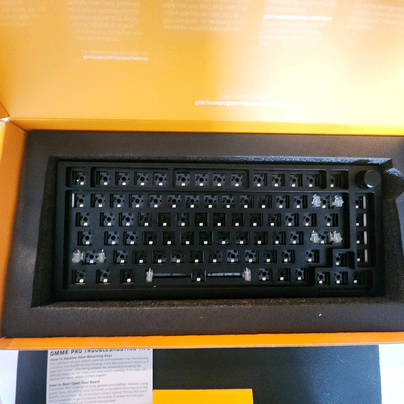 Glorious GMMK Pro Mechanical Keyboard Barebones Kit, Black Slate