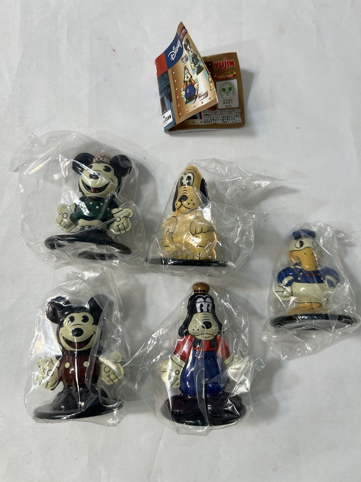 Vintage Disney Yujin Minnie Donald Mickey Metal Mini Figure Set Japan Gashapon