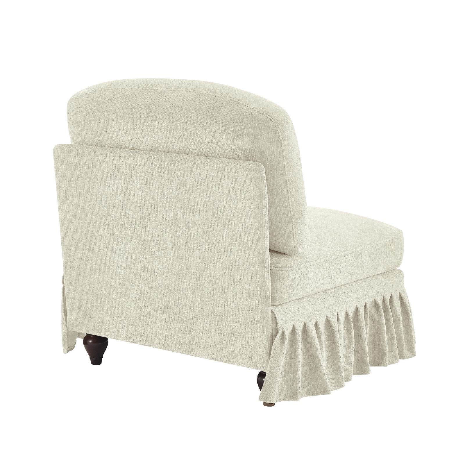 Armless Sofa Chenille W/1 Pillow -Beige+White