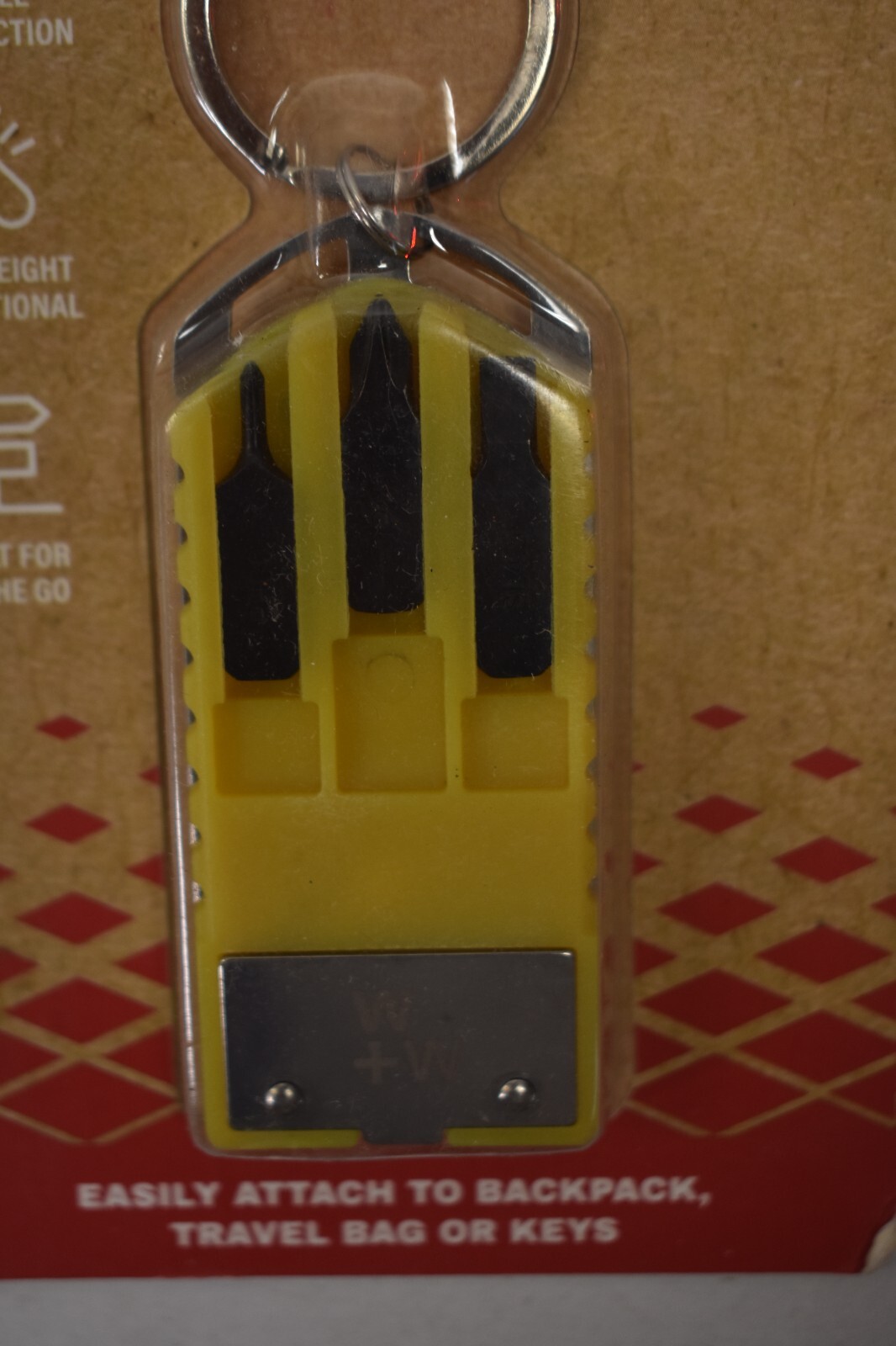 W+W Screwdriver Keychain Tool 6 Function Multi Tool Durable Yellow Portable