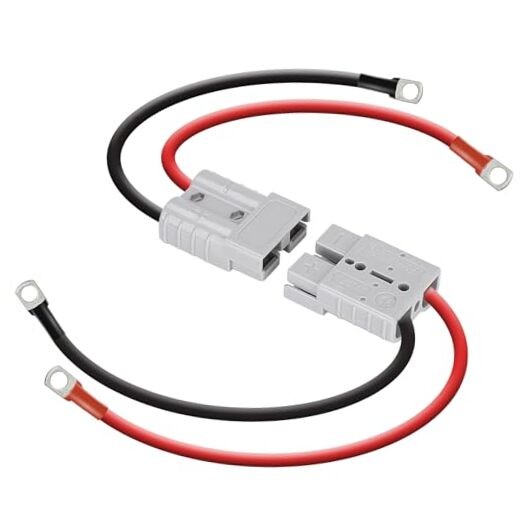 2 Pack 50A Battery Quick Connector, 7AWG 600V 0.98ft Battery Cables 50A 7AWG