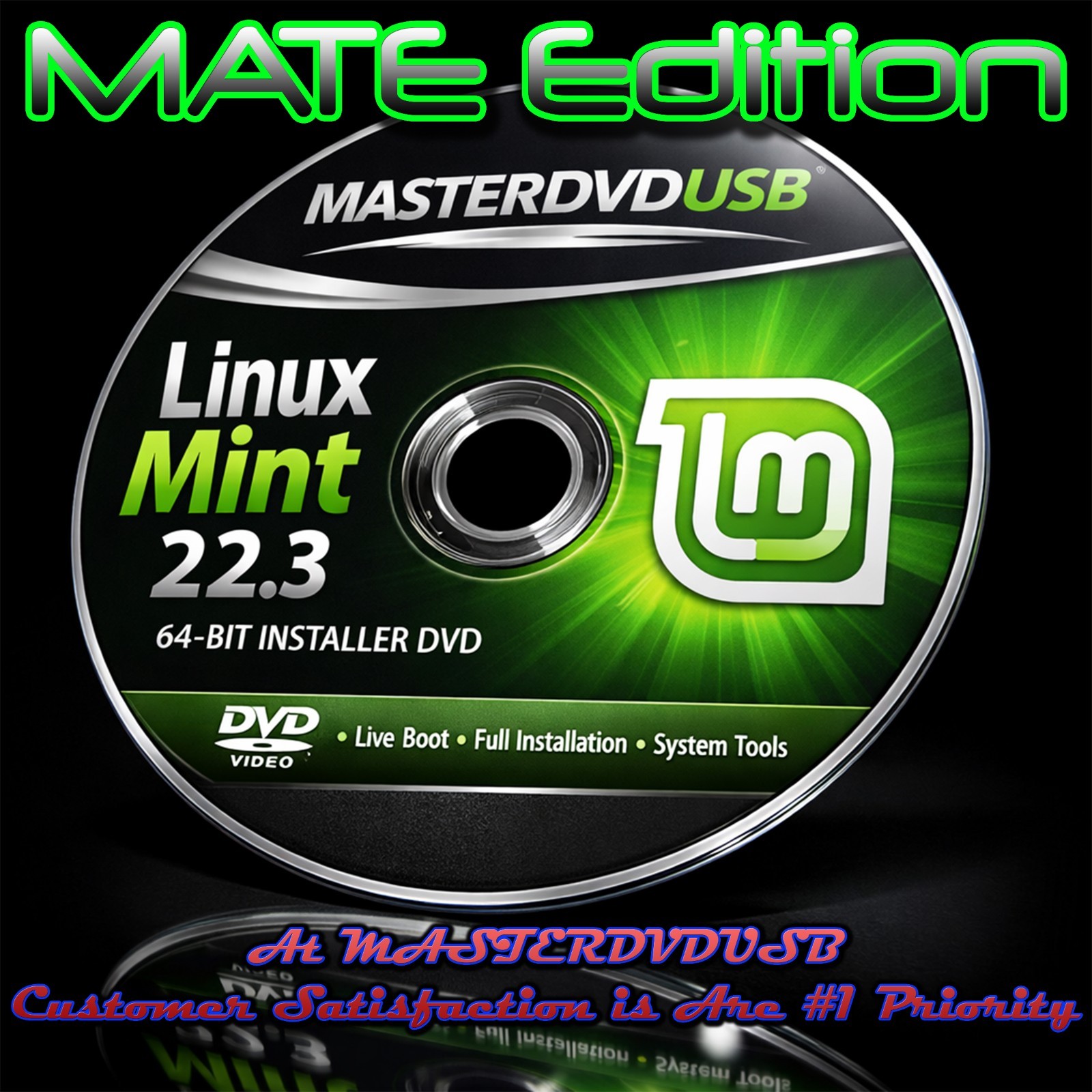 Linux Mint MATE 22.3 – 64‑bit Bootable DVD  AAA+ Laser Printed Label - Fast Ship