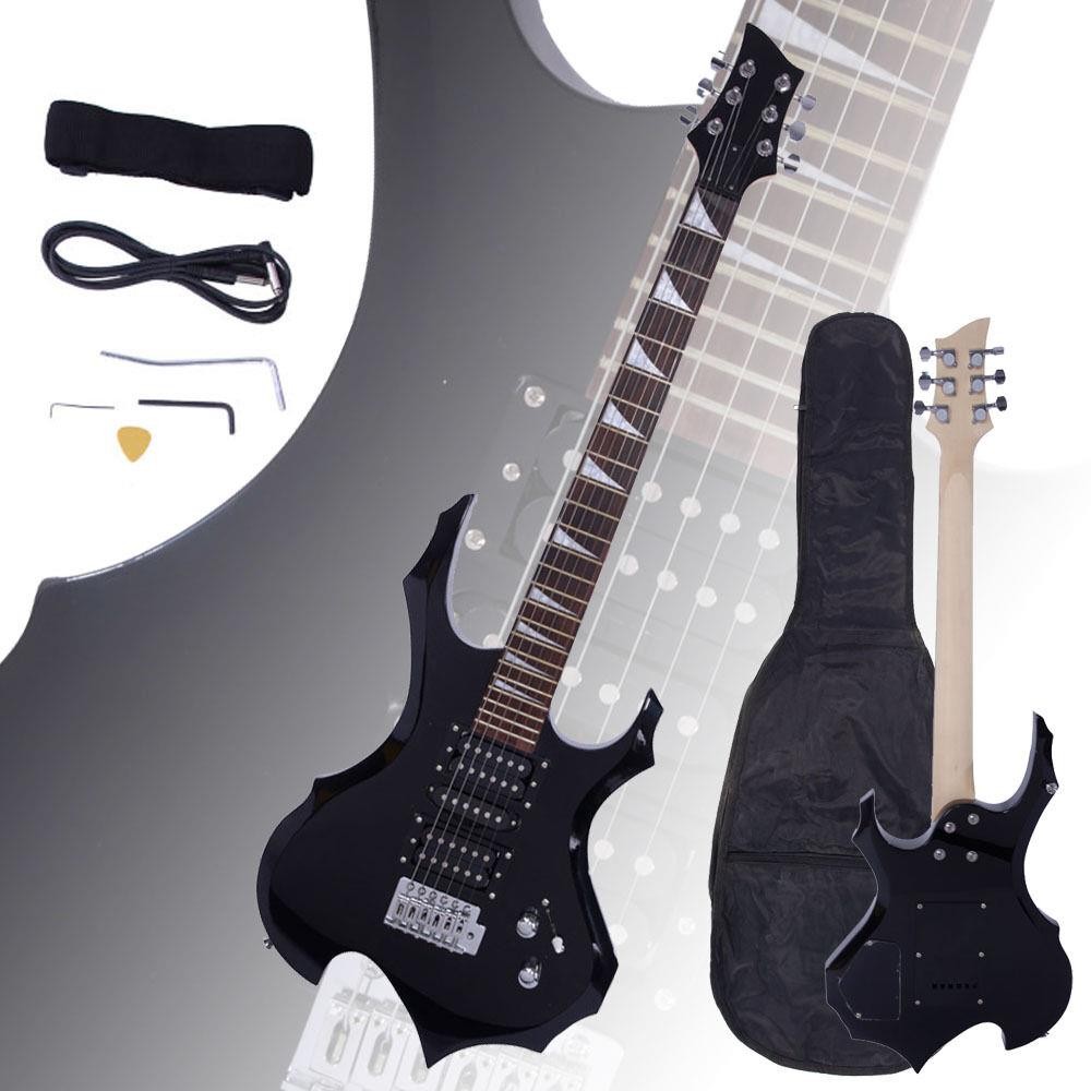 New Flame Type Electric Guitar Black Right Handed 6 String  H-S-H pickup