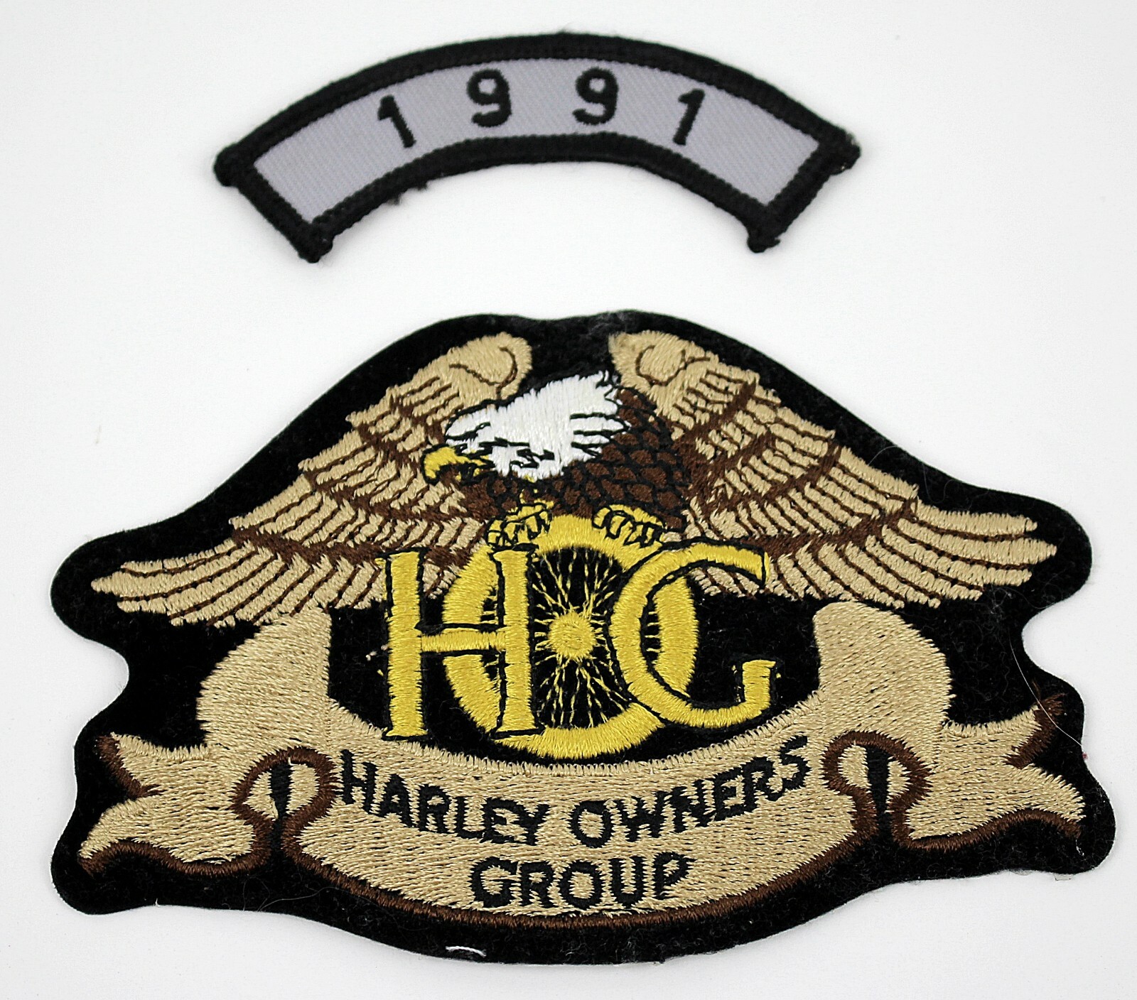 Vintage HARLEY OWNERS GROUP Patch with 1991 Rocker Patch Unused
