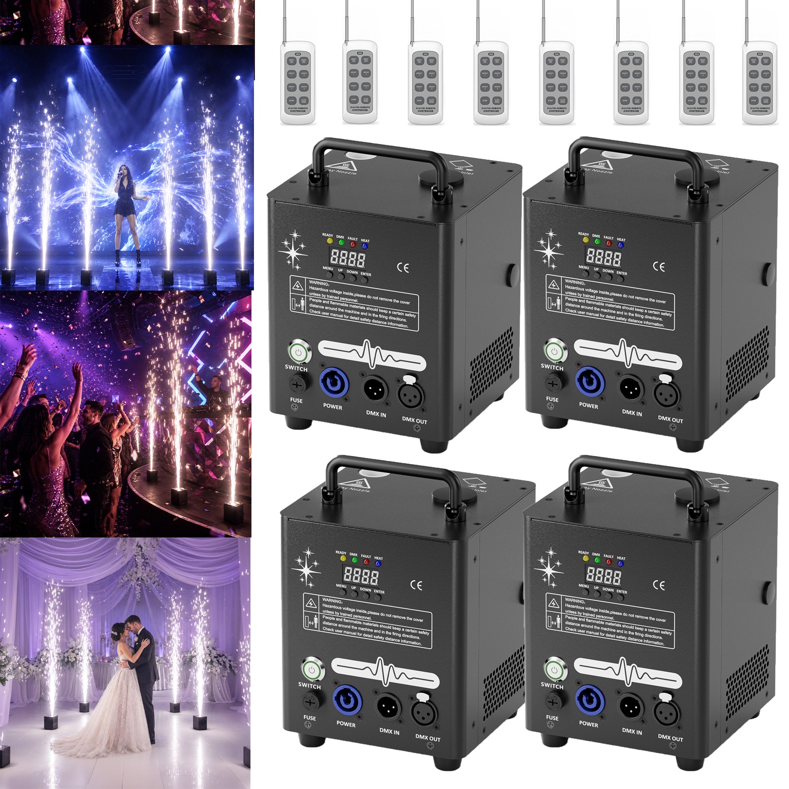 800W Large Cold Spark Machine Firework Machine Stage Effect DMX Wedding Club