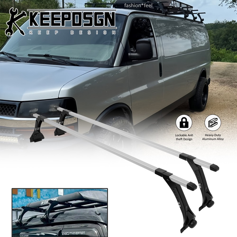 For Chevy Express 1500 2500 3500 Van Cargo Carriers Roof Rack Cross Bars Adjust