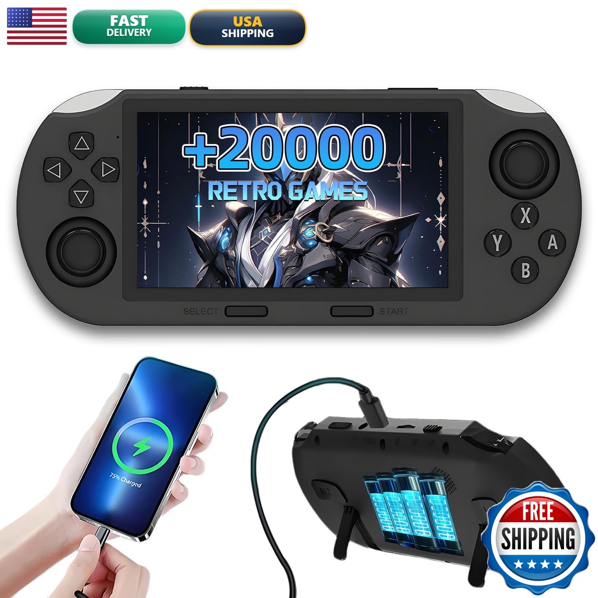 XIXIMENG SF3000 Retro Handheld Game Console 20000+ Games 4.5-Inch IPS Screen