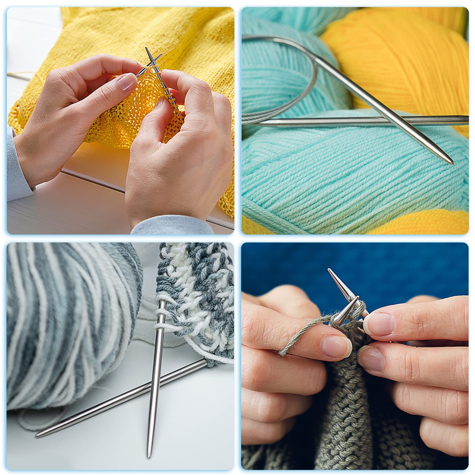 Aeelike Circular Knitting Needles Set, Stainless Steel Knitting Needles Round