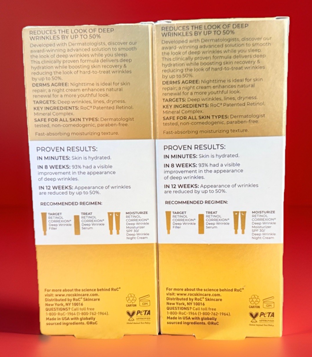 2 Pack RoC Retinol Correxion Deep Wrinkle Night Cream Advanced Retinol 2X 30 ml